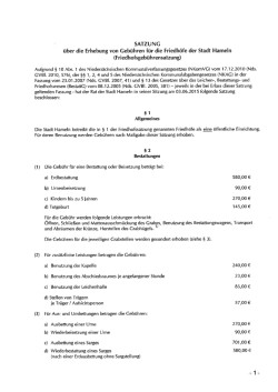 Satzung über die Erhebung von Gebühren für die