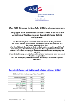 PRESSEMITTEILUNG Jänner 2016