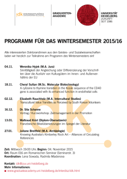 IDK-Programm f&uuml;r das Wintersemester 2015/16