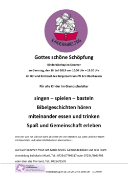 Gottes sch&ouml;ne Sch&ouml;pfung singen &ndash; spielen &ndash; basteln