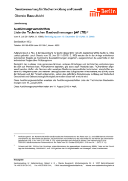 AV Liste der technischen Baubestimmungen (AV LTB)