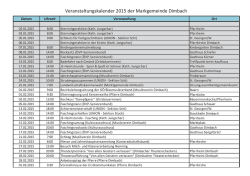 Veranstaltungskalender 2015 der Markgemeinde Dimbach