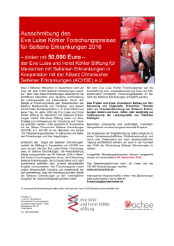 Ausschreibung des Eva Luise Köhler Forschungspreises für Seltene