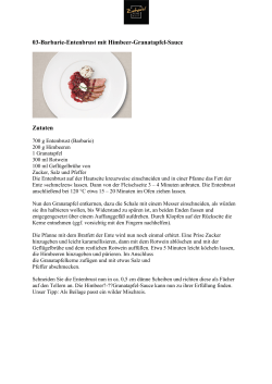 Barbarie-Entenbrust mit Himbeer-Granatapfel-Sauce