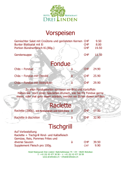 Vorspeisen Fondue Raclette Tischgrill