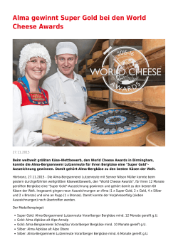 Alma gewinnt Super Gold bei den World Cheese Awards