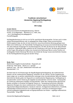 Literaturliste "Begabung/Hochbegabung" der Frankfurter