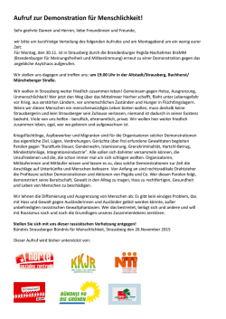 Aufruf zur Demonstration für Menschlichkeit!
