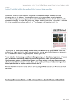 Die Stabilit&auml;t alter gesellschaftlicher Strukturen h&auml;ufig untersch&auml;tzt