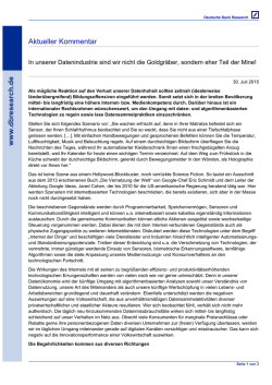 In unserer Datenindustrie sind wir nicht die Goldgr&auml;ber, sondern