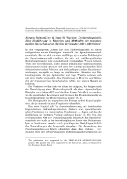 Jürgen Spitzmüller & Ingo H. Warnke: Diskurslinguistik. Eine