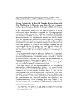 Jürgen Spitzmüller & Ingo H. Warnke: Diskurslinguistik. Eine