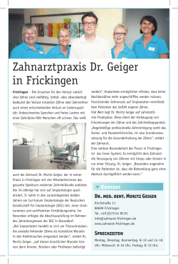 Praxisporträt - Zahnarzt Frickingen, Dr. Geiger