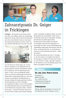 Praxisporträt - Zahnarzt Frickingen, Dr. Geiger