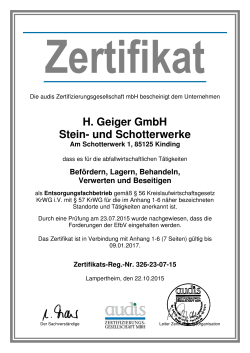 Urkunde  - H. Geiger GmbH Stein
