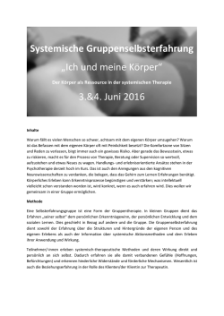 „Ich und meine Körper“ 3.&4. Juni 2016