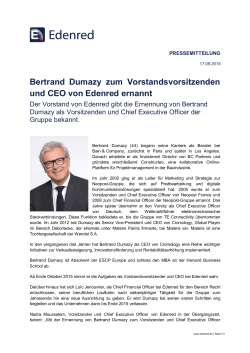 Bertrand Dumazy zum Vorstandsvorsitzenden und CEO