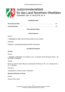 JMBl. Ausgabe Nr. 8 v. 15. April 2016 - NRW-Justiz