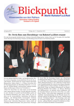Dr. Oswin Rutz zum Ehrenb&uuml;rger von Ruhstorf a.d.Rott ernannt