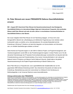 Dr. Peter Skiczuk zum neuen FREQUENTIS Defence