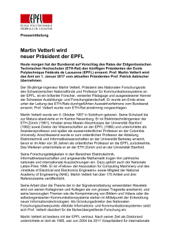 Medienmitteilung EPFL - ETH-Rat
