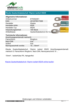Datenblatt Klauke Quetschkabelschuh 10qmm isoliert 652/6