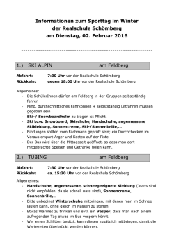 Informationen zum Sporttag im Winter der Realschule Sch&ouml;mberg