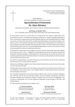 Apostolischen Protonotar Dr. Alois H&ouml;rmer