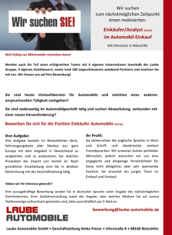 Eink&auml;ufer/Analyst (m/w)
