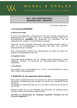 INFO ZUM JAHRESWECHSEL BUCHHALTUNG