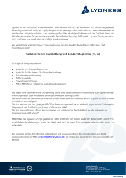 Sachbearbeiter Buchhaltung mit Leaderf&auml;higkeiten (m/w)
