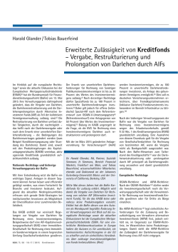 Vergabe, Restrukturierung und Prolongation von Darlehen