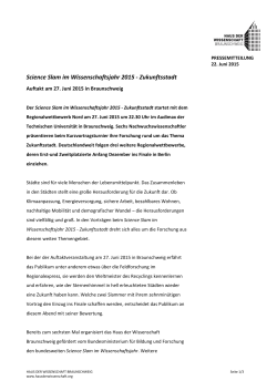 Pressemitteilung der Haus der Wissenschaft Braunschweig GmbH
