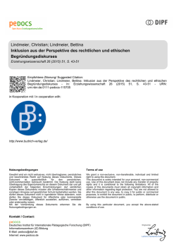Inklusion aus der Perspektive des rechtlichen und ethischen