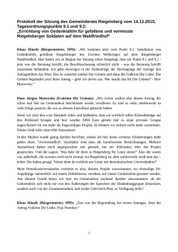 Protokoll der Riegelsberger Gemeinderatssitzung vom 14.12.2015