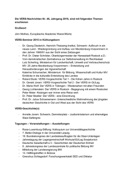 Die VERS-Nachrichten Nr. 46, Jahrgang 2016, sind mit folgenden