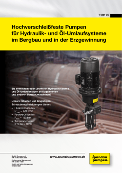 Hochverschlei&szlig;feste Pumpen f&uuml;r Hydraulik- und &Ouml;l