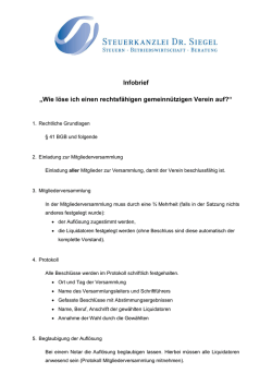 Infobrief &bdquo;Wie l&ouml;se ich einen rechtsf&auml;higen gemeinn&uuml;tzigen Verein