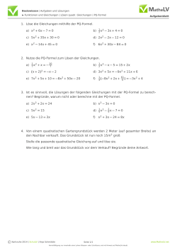 1. Löse die Gleichungen mithilfe der PQ-Formel. a) 2 + 6