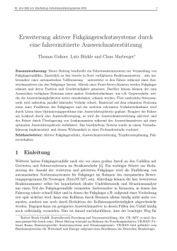 Erweiterung aktiver Fußgängerschutzsysteme durch eine - Uni-DAS