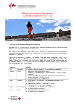 Einladung Internationale Trainingswoche 22. bis 28. Mai