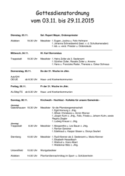 Gottesdienstordnung vom 03.11. bis 29.11.2015