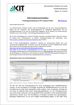 Informationsschreiben des Studierendenservices
