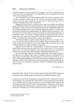 Joanna Szczęk: Auf der Suche nach der phraseologischen
