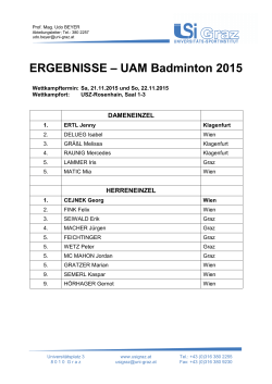 ERGEBNISSE – UAM Badminton 2015
