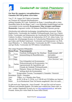 Ein Must f&uuml;r engagierte Astrophilatelisten: Gmunden 2015 mit