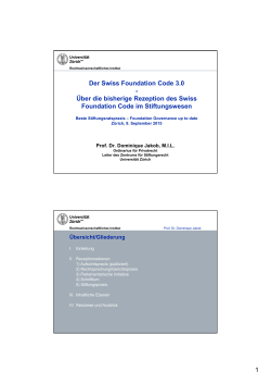 1 Der Swiss Foundation Code 3.0 - Über die bisherige Rezeption
