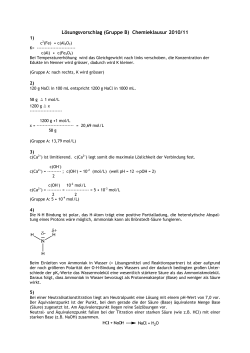 Lösungsvorschlag (Gruppe B) Chemieklausur 2010/11