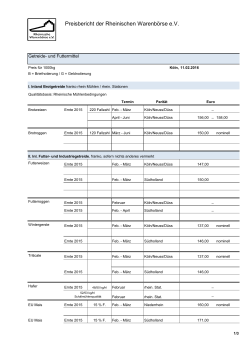 Preisbericht der Rheinischen Warenbörse e.V.