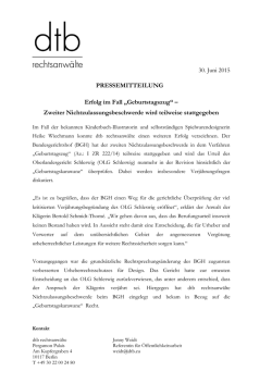 PRESSEMITTEILUNG Erfolg im Fall „Geburtstagszug“ – Zweiter